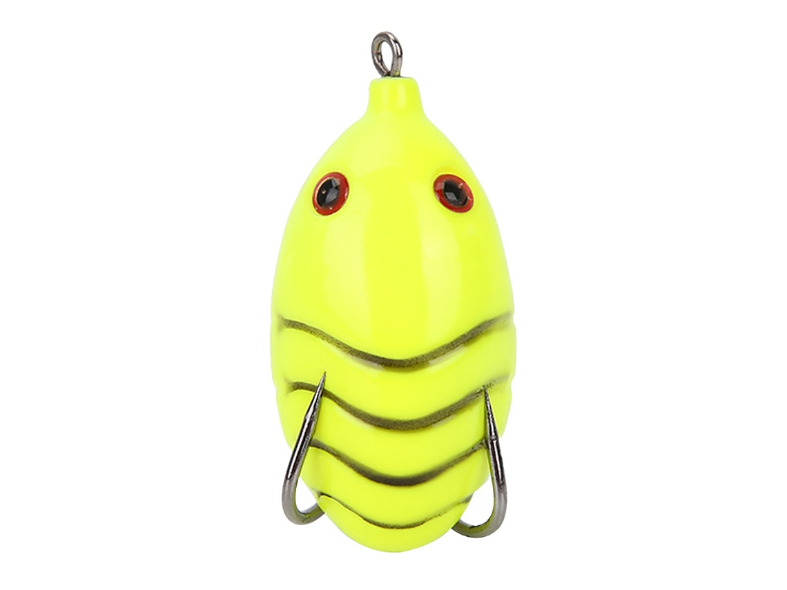 Señuelo Suave De Silicona Con Forma De Rana Realista, Anzuelo Doble Para Pesca De Caballa, Color Amarillo