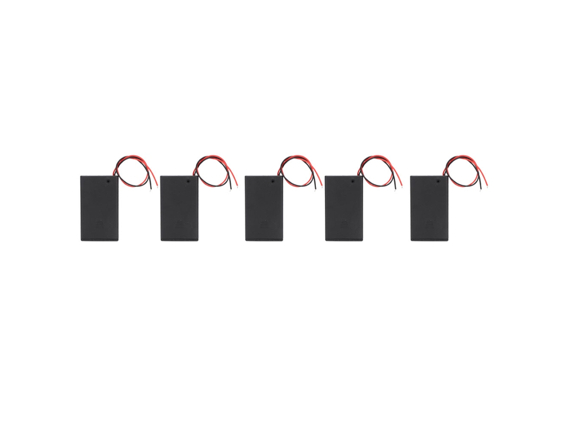 5 Piezas De Portabaterías Aaa X3 Con Tapa Interruptor On/off Y Cable
