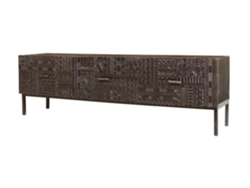 Mueble TV en madera de mango y patas de metal nogal oscuro Marrón.GINER Y COLOMER 56x40x180