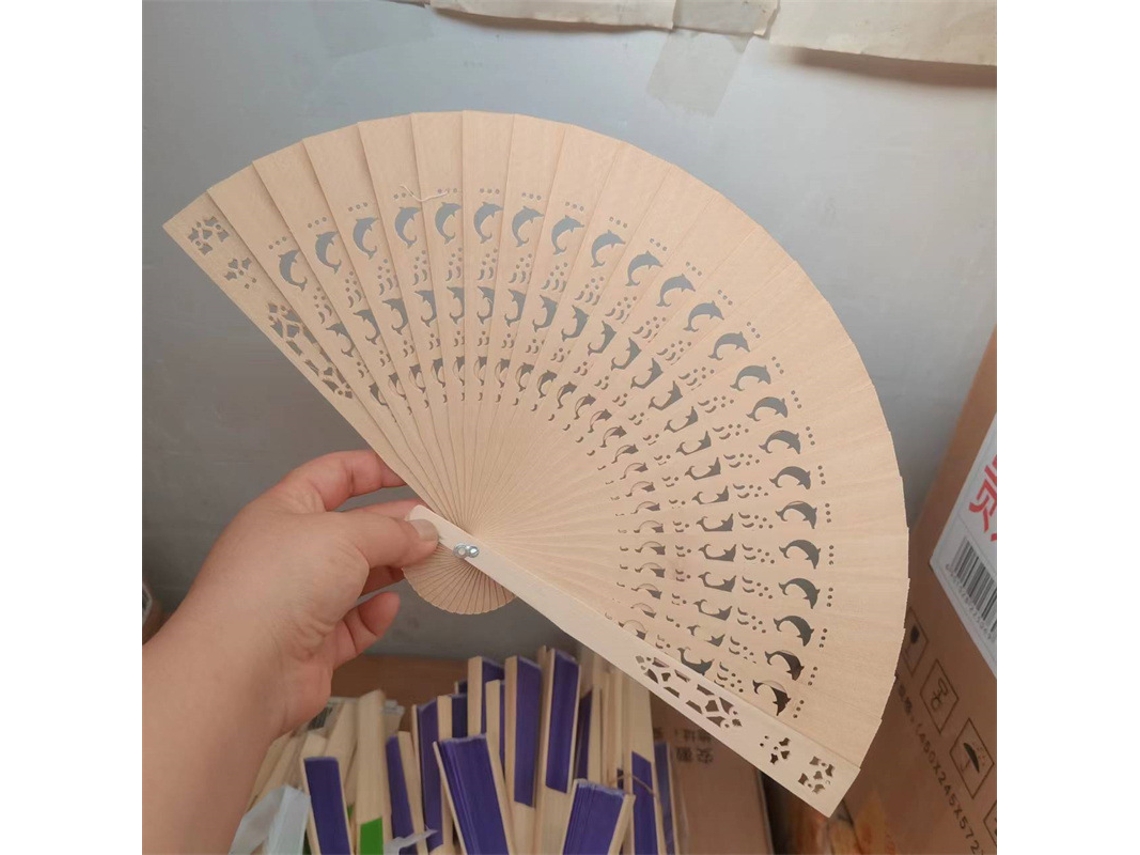 Leque Portátil De 33 Cm Em Bambu E Madeira Com Entalhes Artesanais, Ideal Para Festas De Casamento.