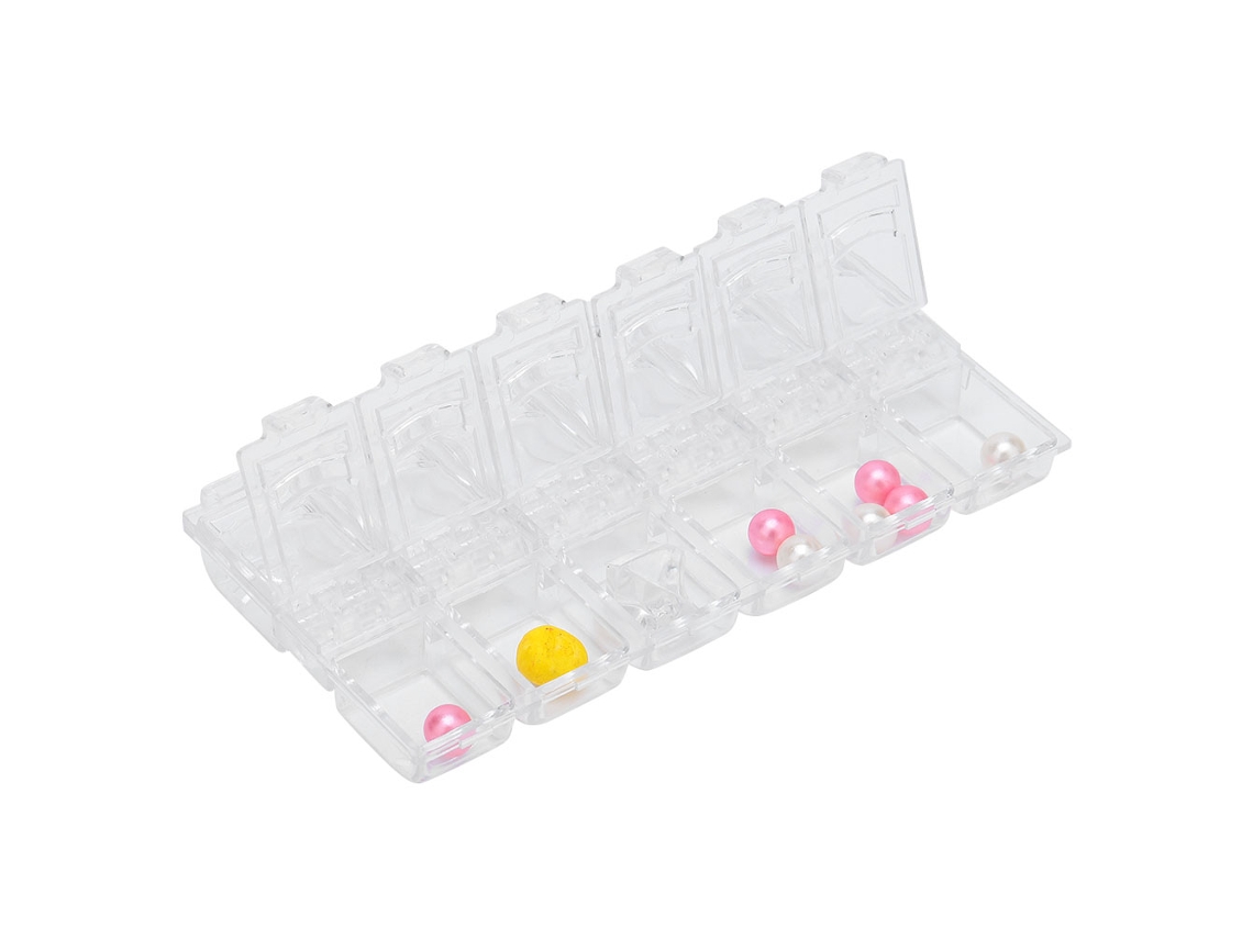 Caixa De Armazenamento Transparente Para Decorações De Unhas Com 12 Compartimentos Portátil
