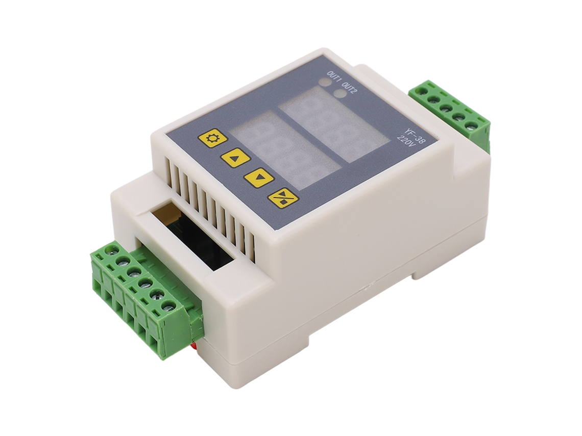 2026as - Módulo temporizador de 2 canales con pantalla LCD. Requiere material ABS. Retardo de CC de 7 a 27 V CA.