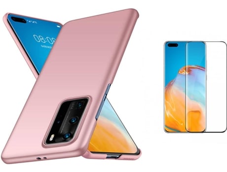 Kit Carcasa Y Protector Huawei P40 Pro Turtleshell Rígido Rosa