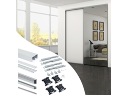 EMUCA Kit de Herrajes para Armario Placard 81 de 2 Puertas Correderas con Amortiguador - Perfil Ondulado - Grosor 18mm - Paneles No Incluidos - Anodizado