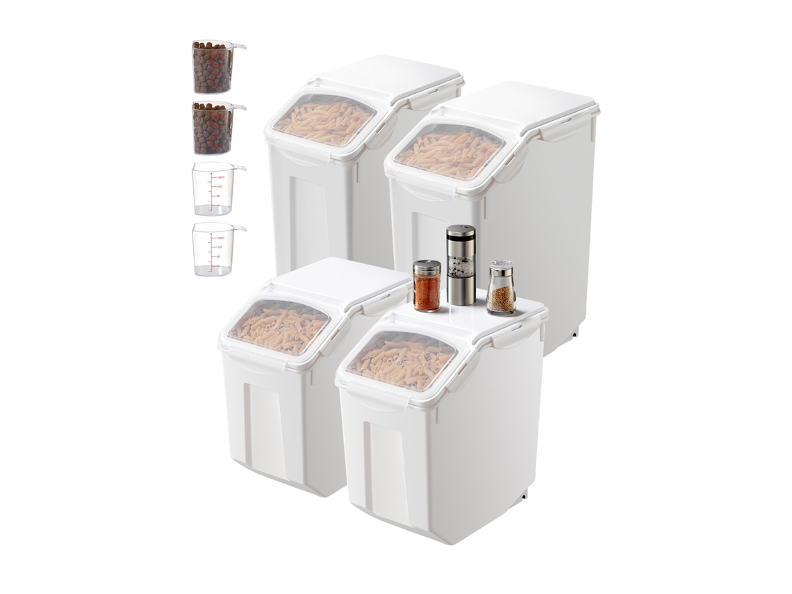 Contenedor hermético para alimentos Succebuy con ruedas de 15 L x 2 20 L x 2 para harina
