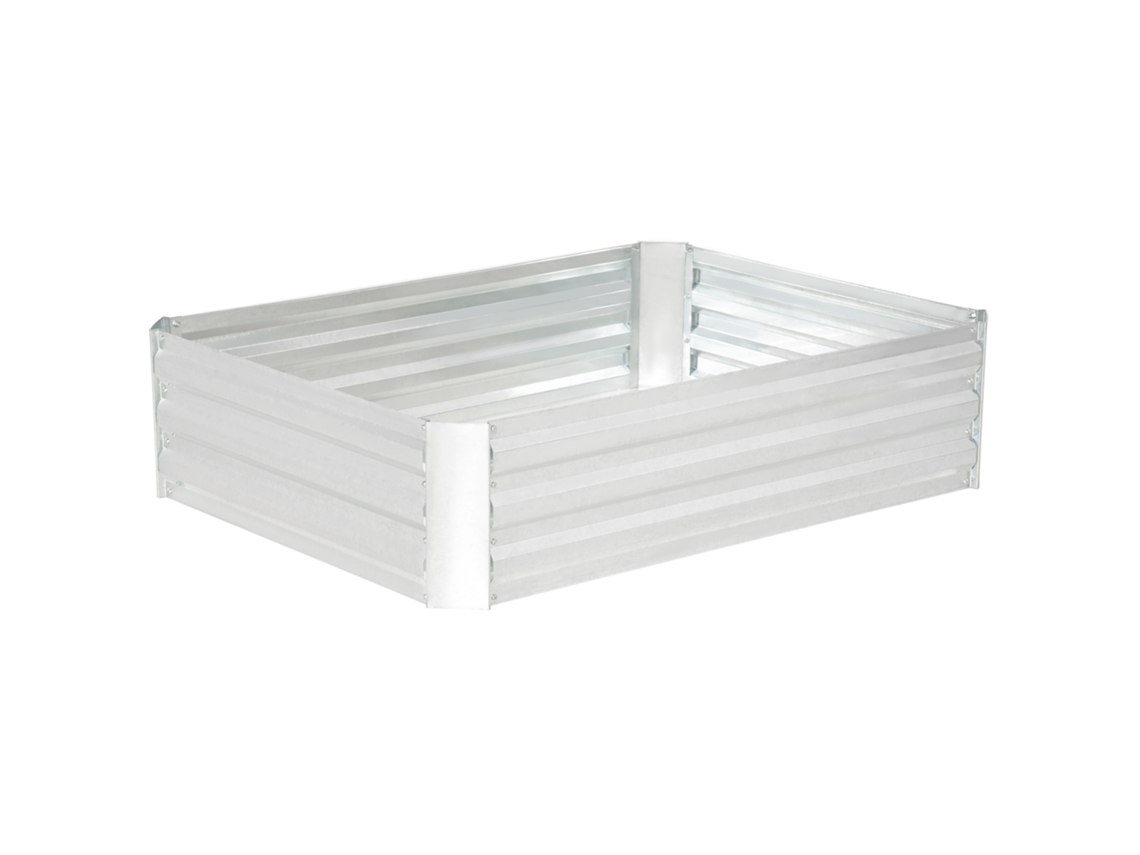 Macetero De Acero Galvanizado, 120x90x30cm, Color Plata.
