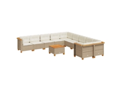 Maison Exclusive - Set De Sofás De Jardín 11pzas Con Cojines Ratán Sintético Beige