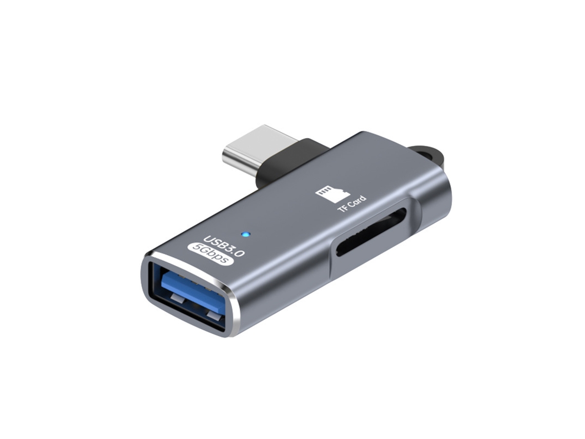 Adaptador lector de tarjetas 2 en 1 Tipo-C a TF/USB 3.0 (Gris) Specment