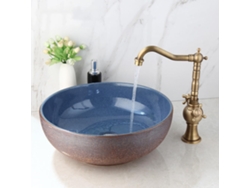 Grifos De Latón, Conjuntos De Lavabos De Cerámica Azul Para Baño