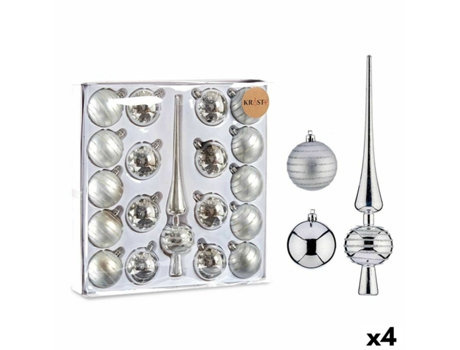 Set Adornos de Navidad Plateado PVC (4 Unidades)