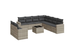 Maison Exclusive - Set Sofás Jardín 10 Pzas Con Cojines Ratán Sintético Gris Claro