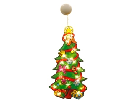 Luces de decoración de ventana de Navidad, cadena de luz colgante de ventana de ventosa, grande, árbol de Navidad
