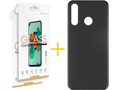 Kit Funda + Protector de Pantalla Huawei P40 Lite-E SKYHE Cristal Templado 7479 Negro