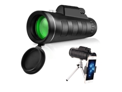Telescopio monocular de alta potencia 40x60 para observación de aves, caza, acampada, viajes y senderismo (negro)