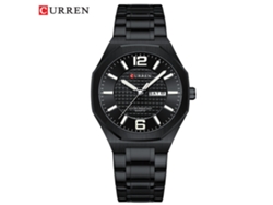 Reloj de pulsera redondo unisex para hombre (negro) con doble calendario, resistente al agua, ideal para negocios y personalizado.