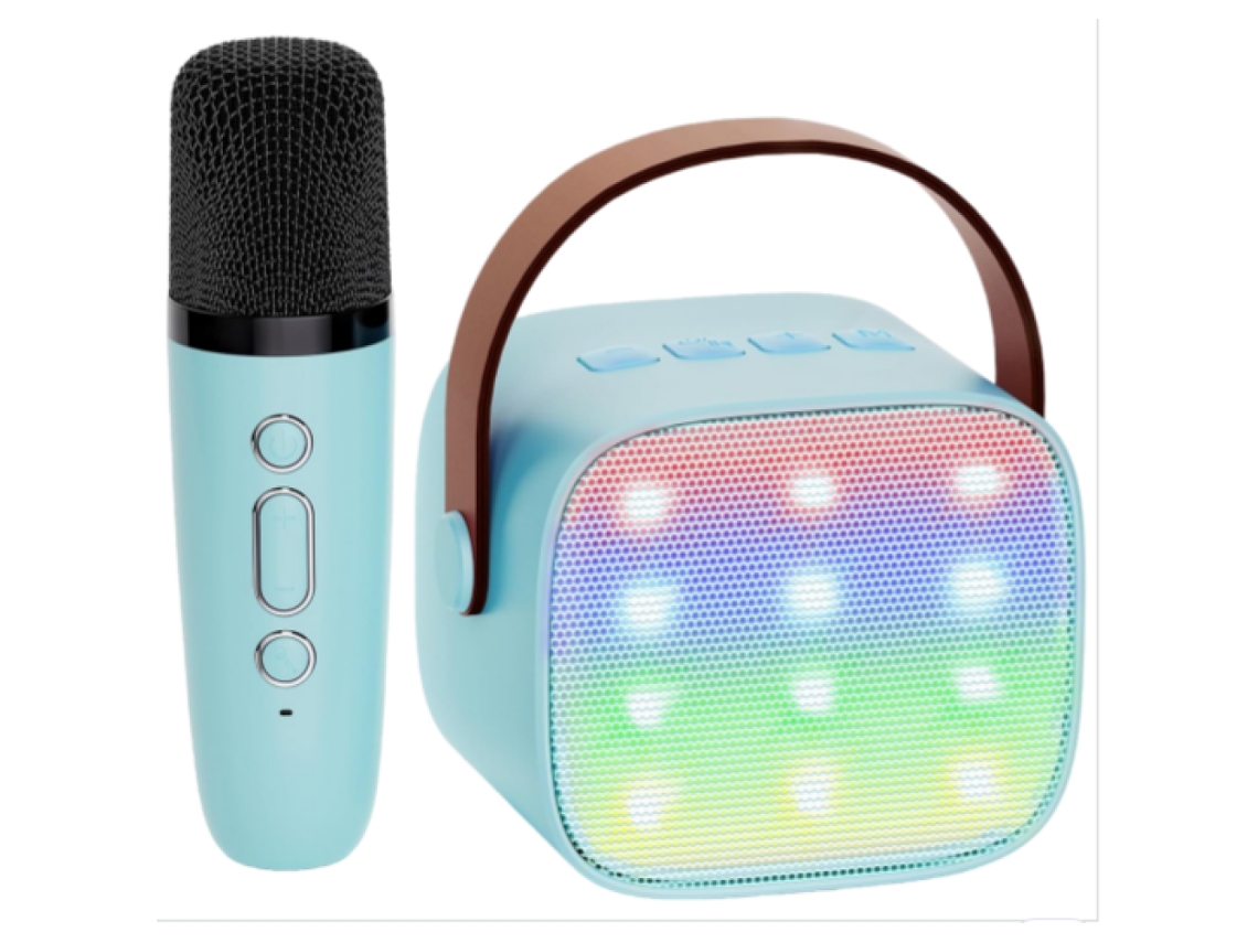 Máquina de karaoke portátil SSTRWGOOD para niños con micrófono inalámbrico en azul cielo