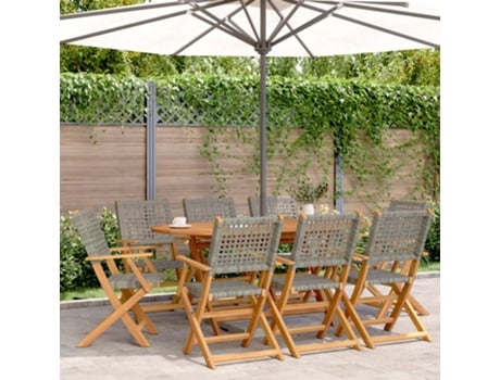 Conjunto 8 Silla De Jardín VIDAXL Gris Madera