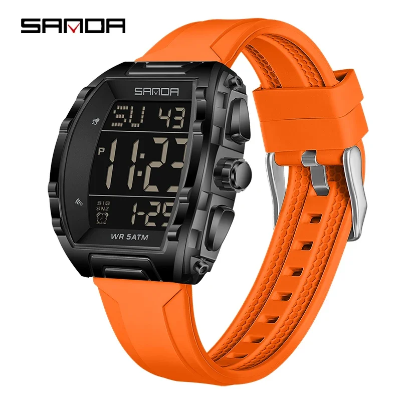 (naranja) Reloj Deportivo Digital De Lujo Y Estilo Para Hombre – Resistente Al Agua, Cuenta Atrás, Calendario, Luminoso