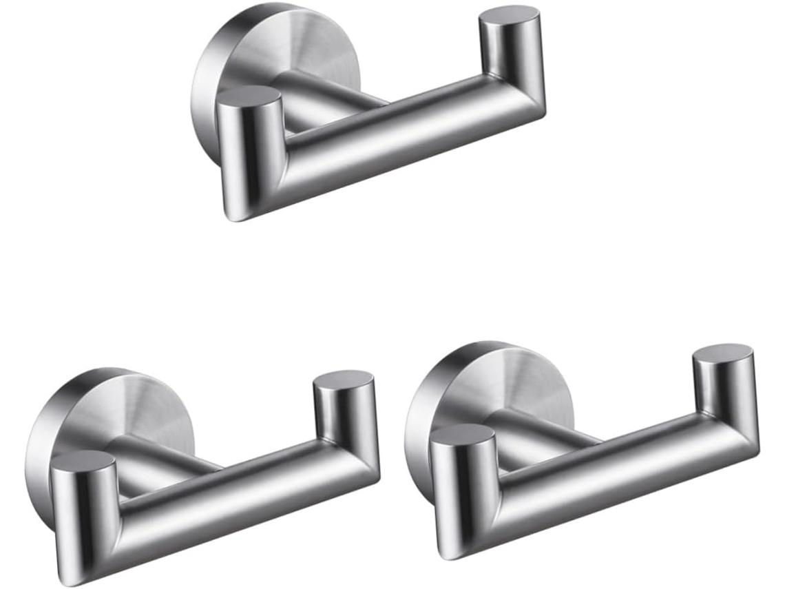 Toallero doble de pared de acero, 3 piezas, para baño, fácil instalación. SFUSHOS