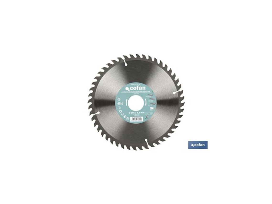 Disco de inglete de carburo Ø200 x 30 mm, 48 dientes Cofan