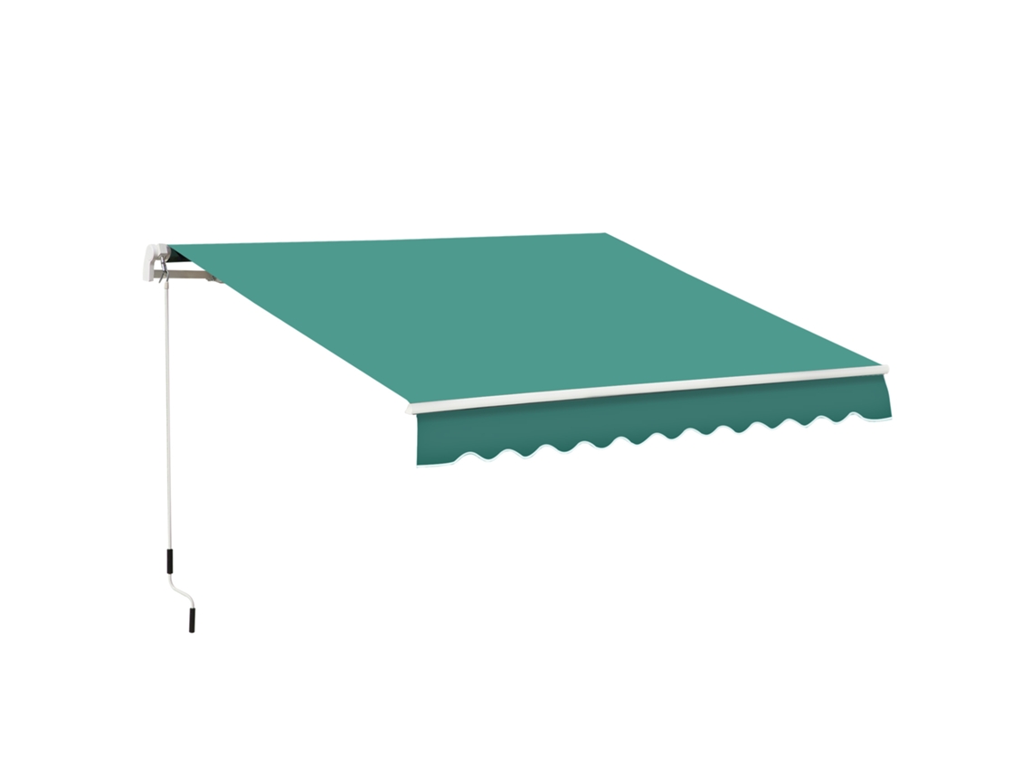 Toldo mural con brazo articulado, aluminio y poliéster, 295x245 cm, verde.