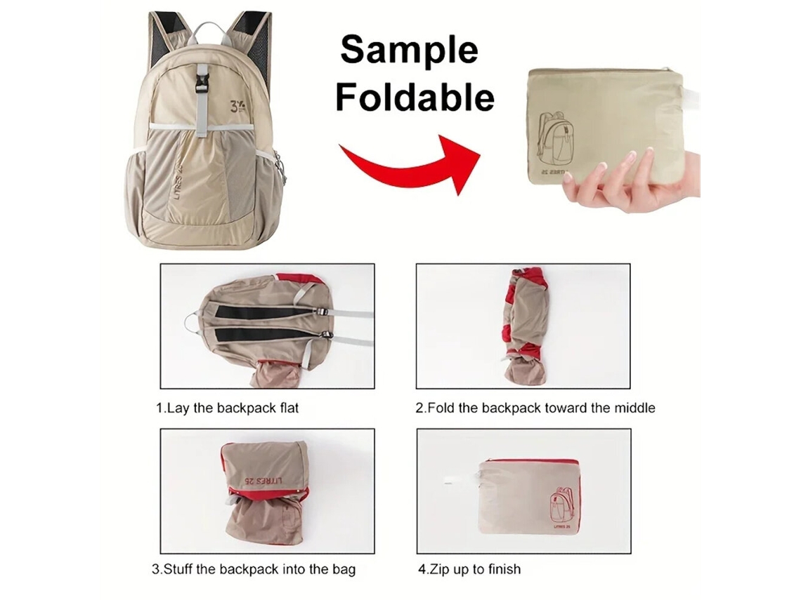 Mochila Plegable Ultraligera Ipree Negra Impermeable Ideal Para Senderismo Trekking Y Viajes Bolsa Pequeña Compacta Y Duradera Con Correas Ajustables