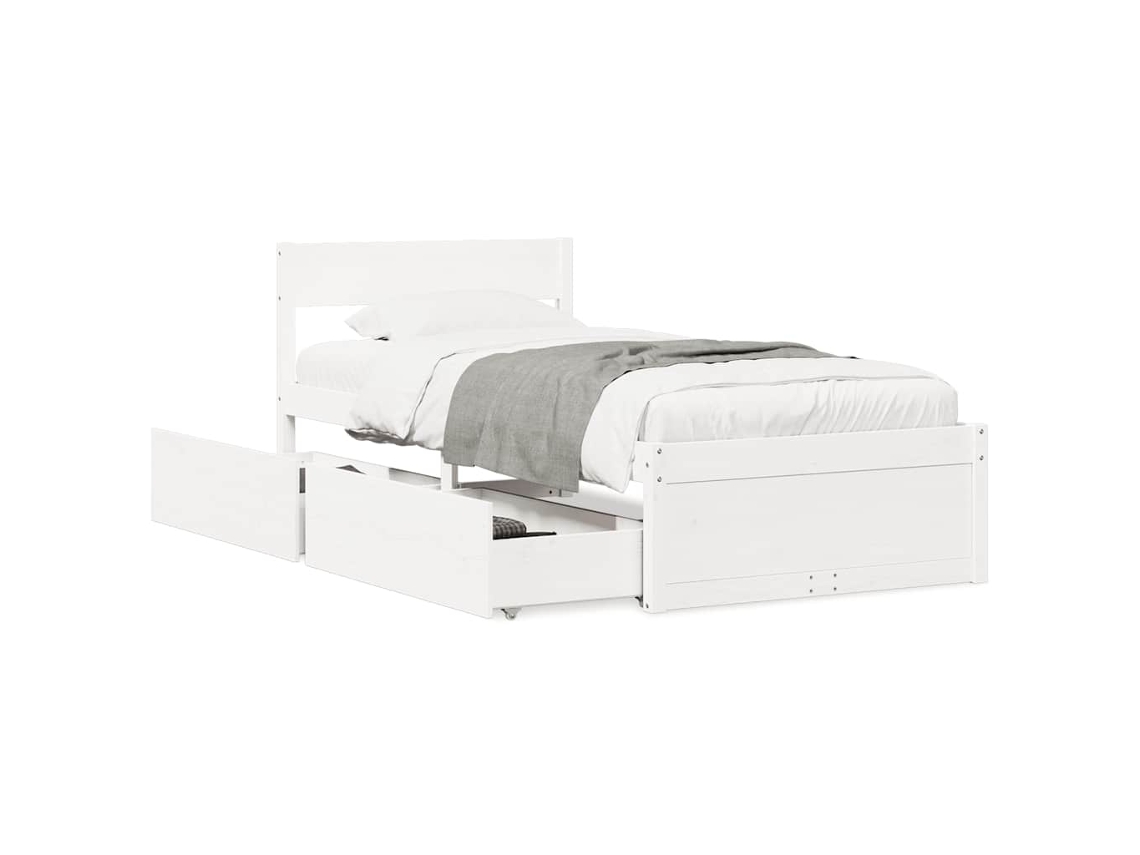 Maison Exclusive - Estructura Cama Sin Colchón Madera Maciza Pino Blanca 100x200cm