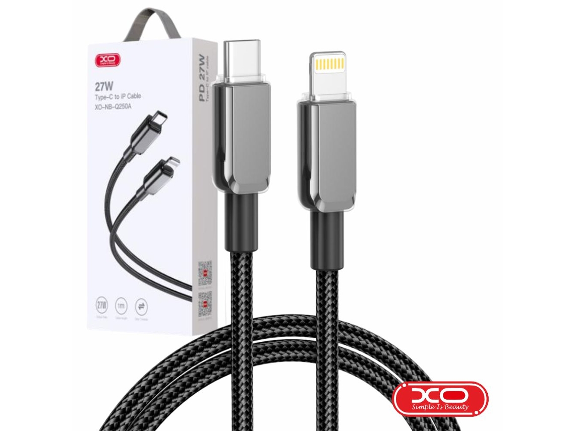 Cable USB C macho a Lightning macho PD de 27 W y 1 m, color negro