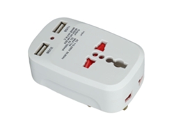 Omni-adaptador Universal De Viaje Con 2 Puertos Usb Y Conector De Poder Ac De Pared