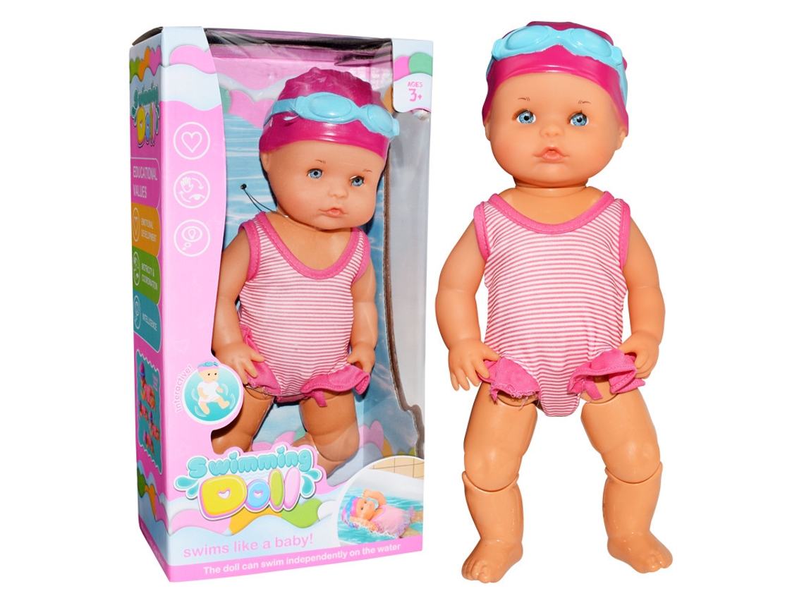 Juego de piscina de playa para niños con muñeca de agua, muñeca de agua eléctrica interactiva