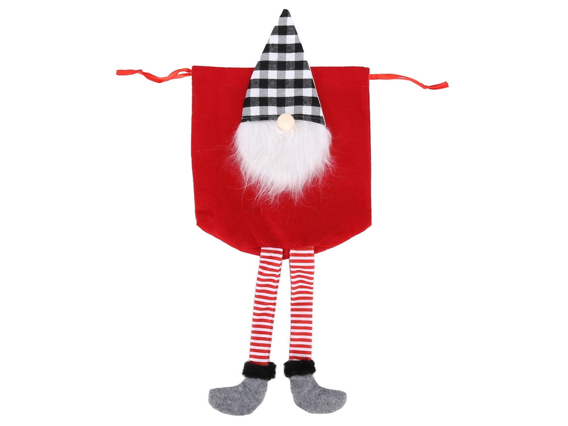 Saco de Navidad de Papá Noel sin rostro, saco rojo de hilo