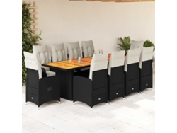 Conjunto de bistró de jardín de 11 piezas DKD Home Decor con cojines de mimbre negros