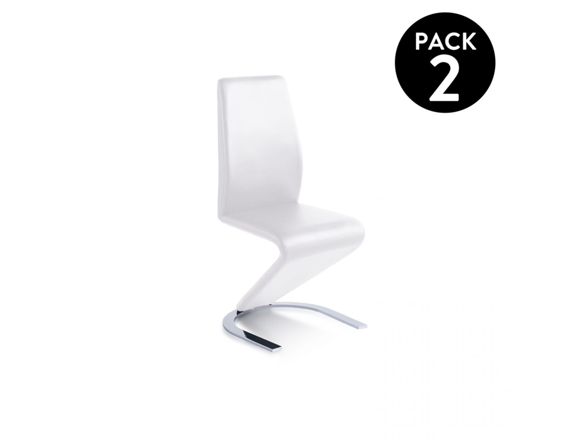 Pack 2 sillas de comedor Rin símil piel Blanco 58 x 96 x 40,5 cm