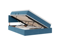 Maison Exclusive - Cama Con Almacenamiento Azul Oscuro 140 X 190 Cm Terciopelo
