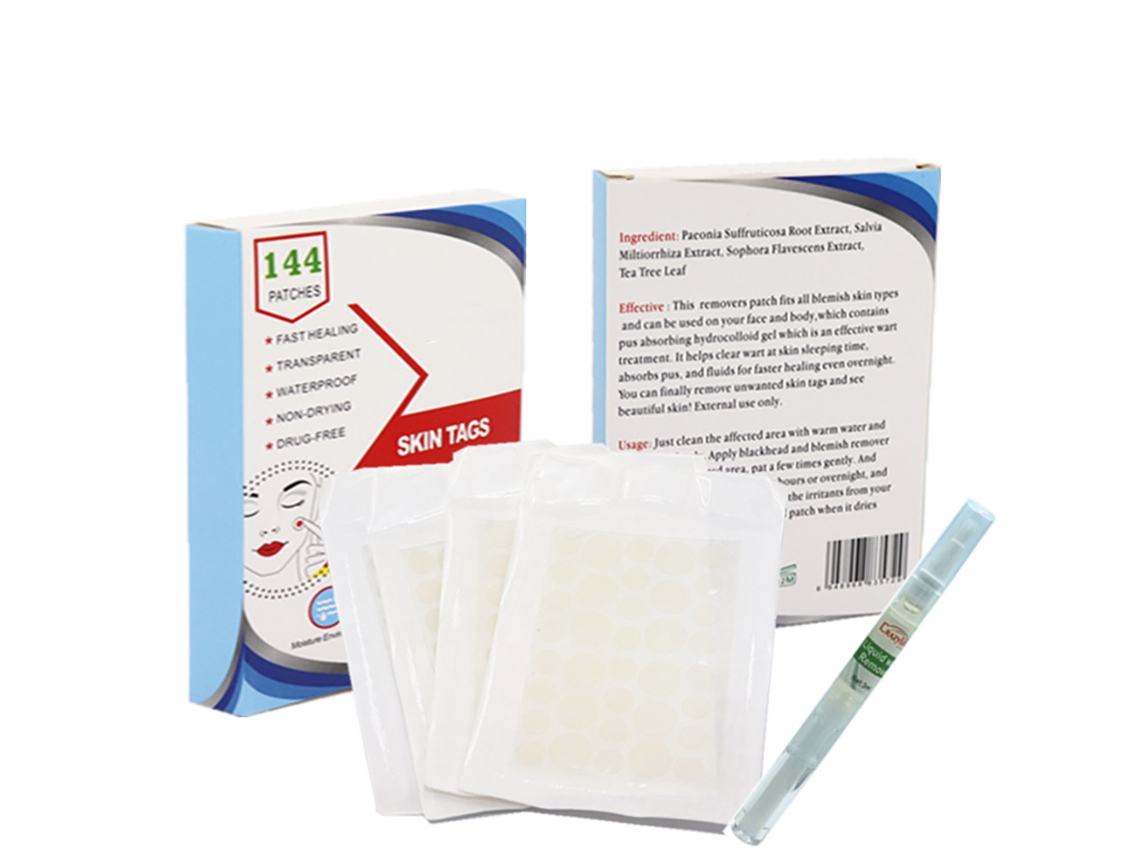 Almohadillas y bolígrafo para eliminar verrugas y marcas cutáneas