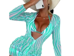 Traje de baño bikini de dos piezas para mujer, malla transparente, talla XL, verde lago | Sin marca
