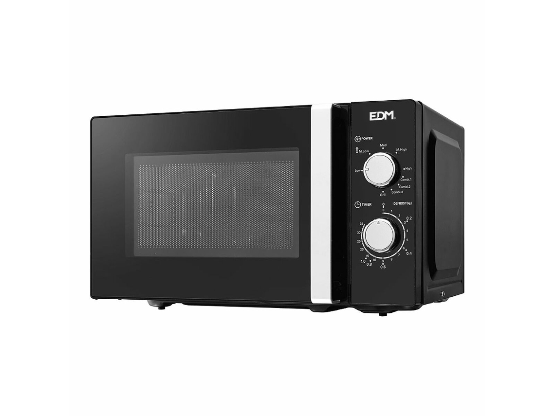 Microondas con Grill EDM Black Design (Negro - 1000 W - 700 W - 20 L)