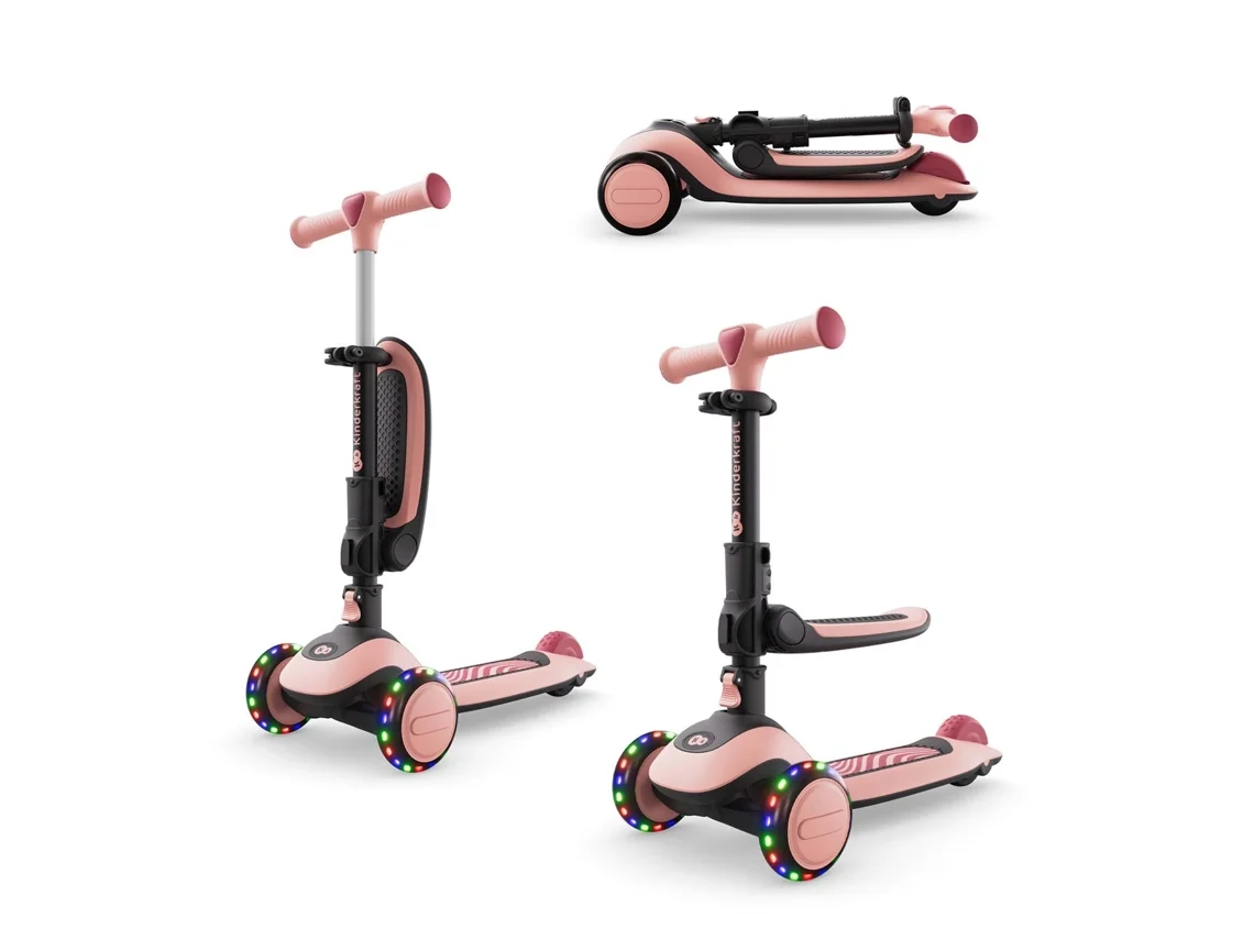 Patinete Kinderkraft HALLEY 2 de Equilibrio Plegable con Asiento Ajustable y Dirección por Inclinación Rosa