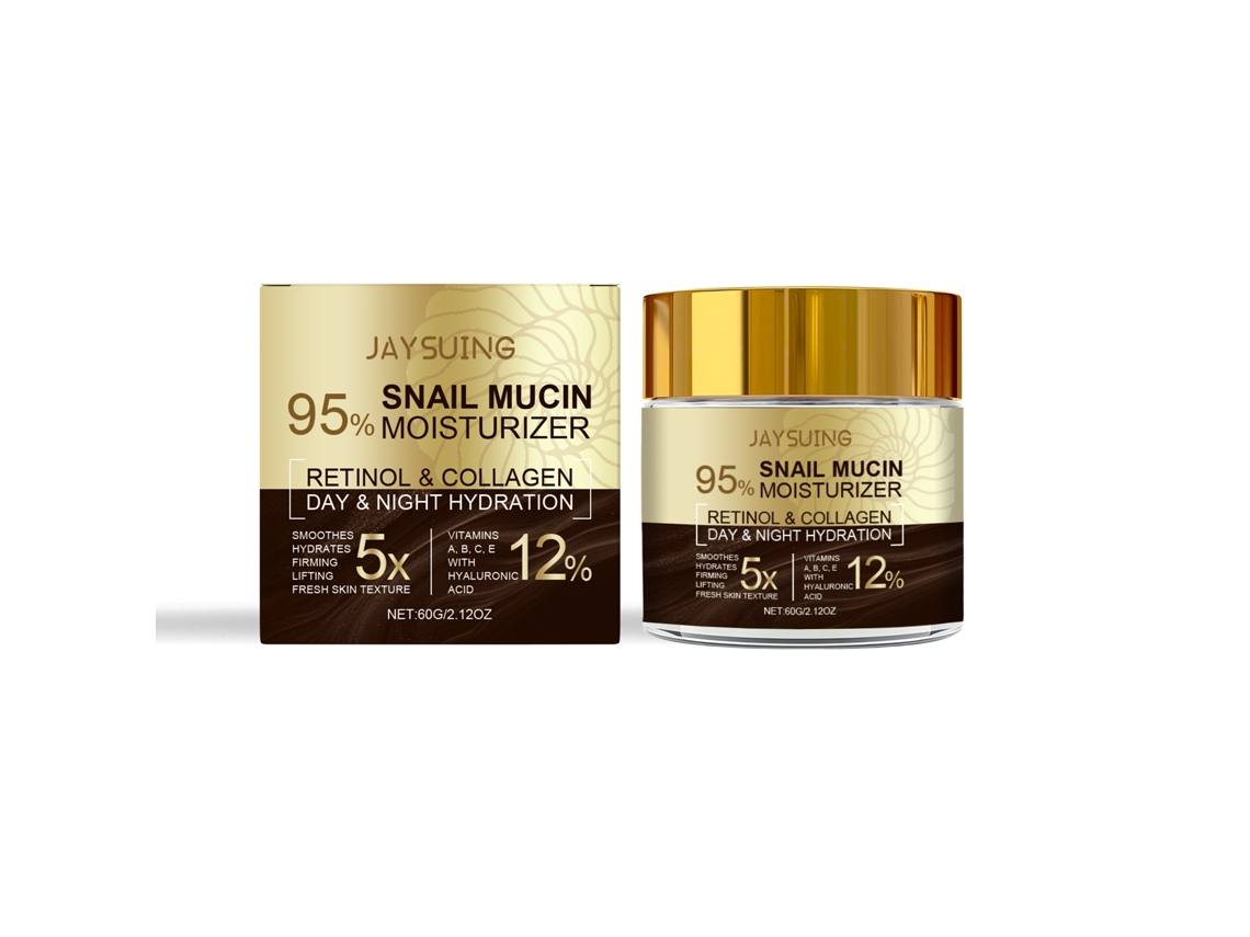 Crema hidratante con colágeno de caracol para uso diario en el rostro, ideal para líneas de expresión y para mejorar la elasticidad de la piel.