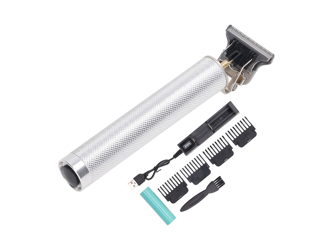 Cortapelos Inalámbrico Recargable Con Cuchilla De Aleación De Aluminio, Cuchillas En Forma De T Y Peines Plateados Profesionales.