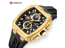 Reloj De Cuarzo (oro Negro), Estilo Deportivo, Con Calendario, Forma De Tonel, Ideal Para Hombres De Negocios.