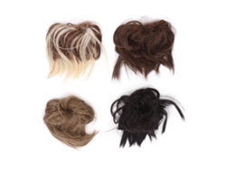 4 piezas de extensiones de cabello Raya con peinado despeinado y alto.