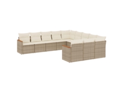 Maison Exclusive - Set De Sofás De Jardín 11pzas Con Cojines Ratán Sintético Beige