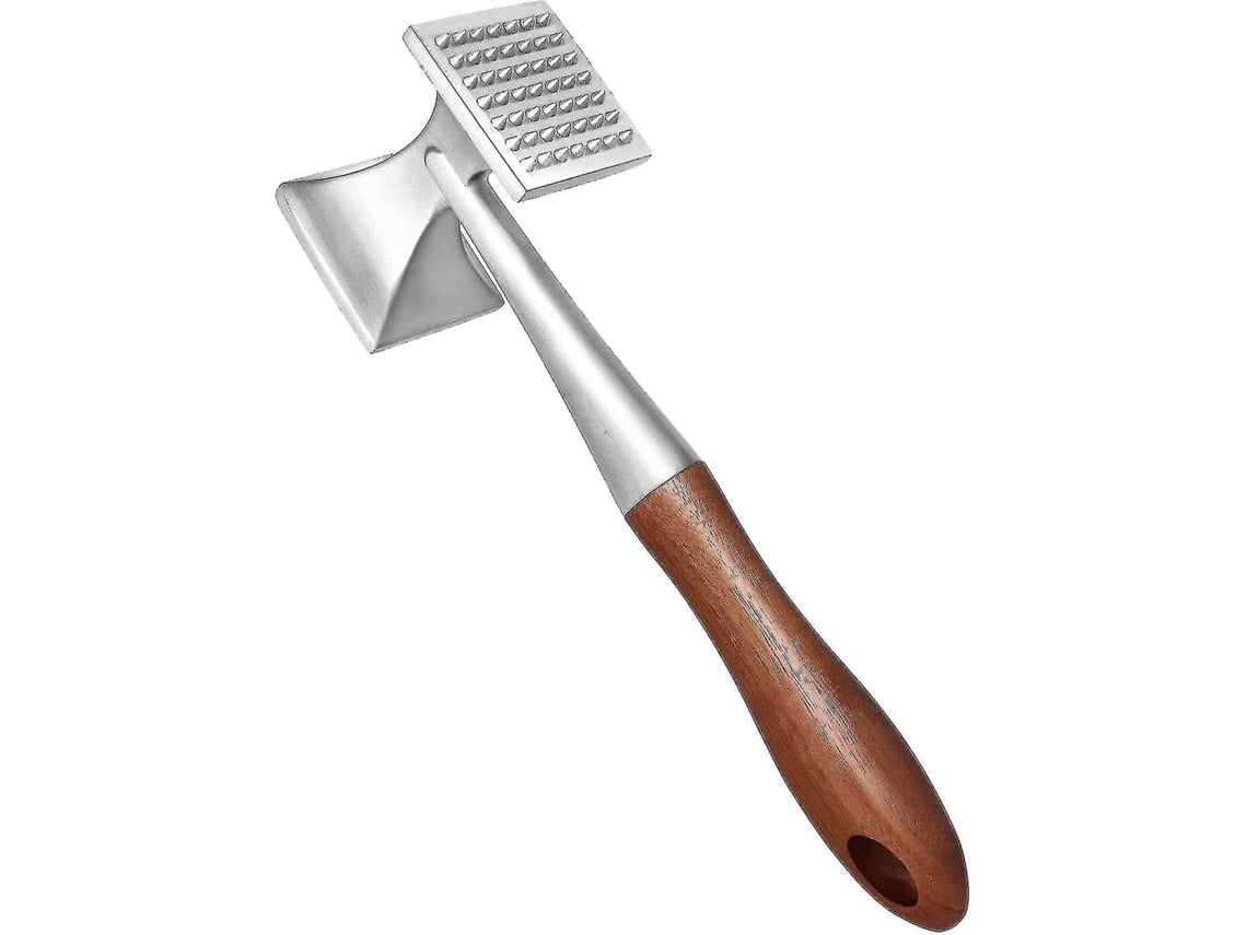 Martillo Para Carne, Martillo De Carne De Acero Zinco Con Mango De Madera, 2 En 1 Para Ablandar Y Aplanar Carnes