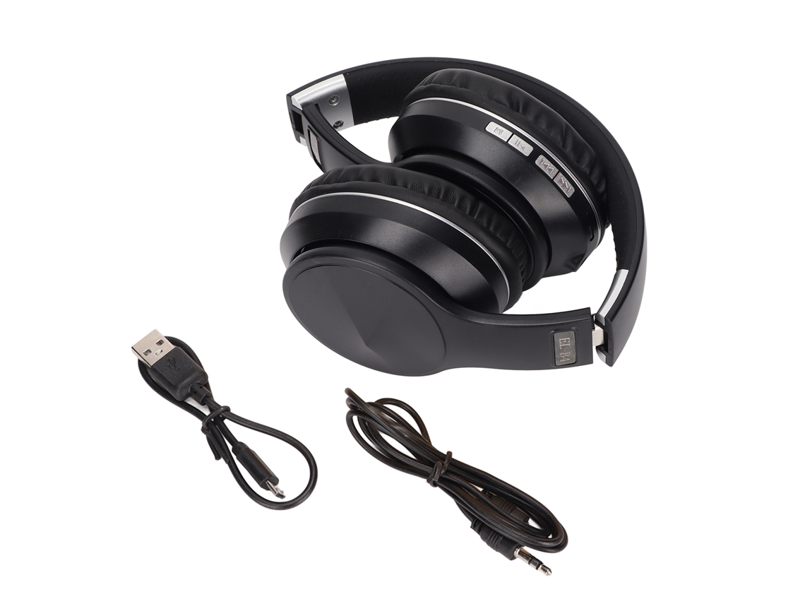 Auriculares Inalámbricos Bluetooth Plegables Multifuncionales Elb4 Para Deportes Y Videojuegos - Negro Y Plata