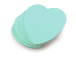 Cuatro blocs de notas adhesivas MDUG con forma de corazón en tonos pastel, 100 hojas por bloc, 7,6 x 7,6 cm, azul