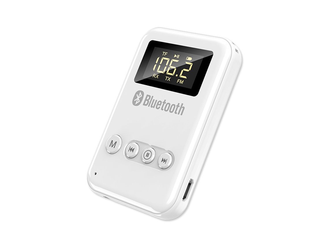 Transmisor de FM YIZHOOD K6-2 Bluetooth 5.0 LCD inalámbrico 3.5MM Jack AUX Car Kit Llamada y micrófono manos libres para PC TV blanco