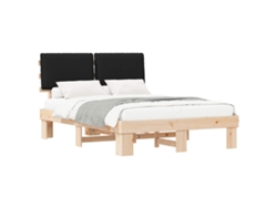 Maison Exclusive - Estructura De Cama Con Cabecera Tapizada Negro 135 X 190 Cm