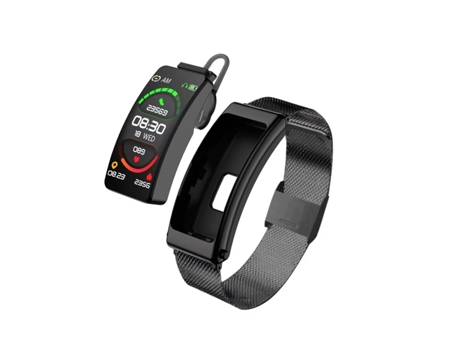 Smartwatch K13 1.14 '' Banda de acero auricular desmontable compatible con llamada Bluetooth (negro)