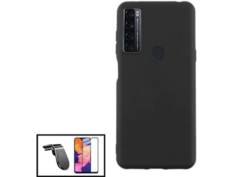 Carcasa + Protector + Soporte Magnético L Safe Driving TCL 20 SE PHONECARE Silicona Líquida Negro